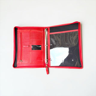 Red tooled leather & cowhide planner