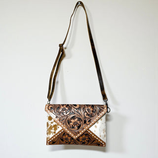 Mia tooled leather & cowhide crossbody bag