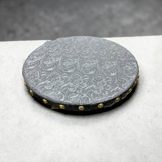 Black tooled leather lazy Susan