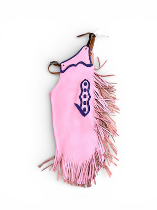 Pink leather youth chaps