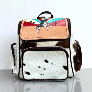 Arizona tooled leather & cowhide backpack