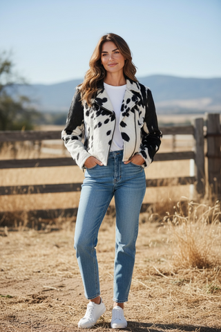 Black/white cowhide jacket (s)