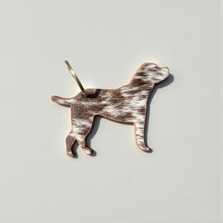 Tan cowhide dog keychain