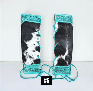 Turquoise cowhide bouquet wrap