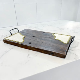 White leather wood tray