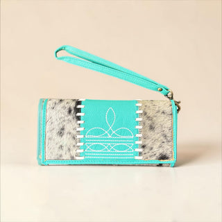 Turquoise BootStitch crossbody wallet