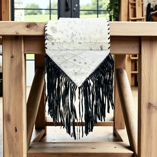 6ft black all cowhide fringe table table runner