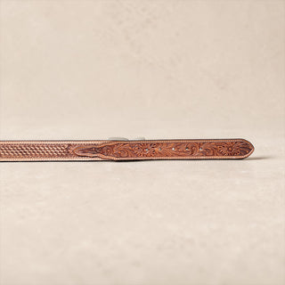 Basketweave tooled leather belt