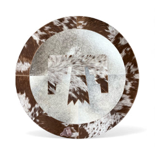 3x3’ Thunderbird cowhide patchwork rug