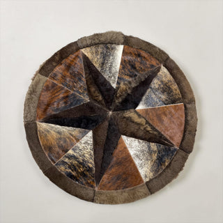 3x3’ star Buffalo and cowhide patchwork rug