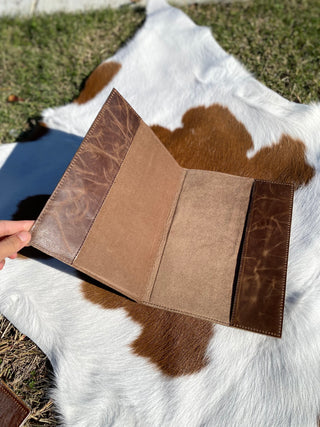 Cowhide & Tan Leather Book Cover