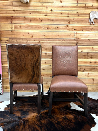 BootStitch genuine leather & cowhide armless dinning chair