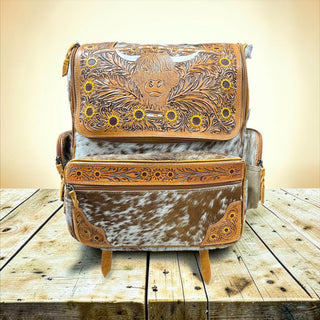 Sunflower highland cowhide backpack