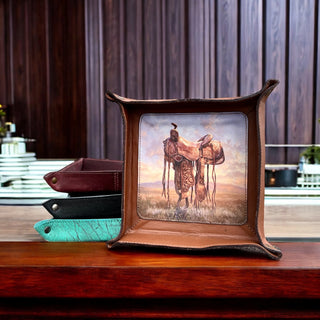 Saddle painted leather tray