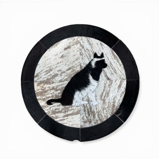 3x3’ wolf cowhide patchwork rug