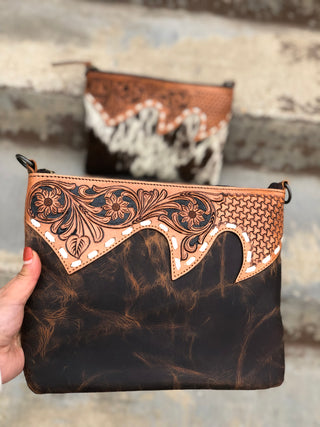 Leather Tooled Crossbody