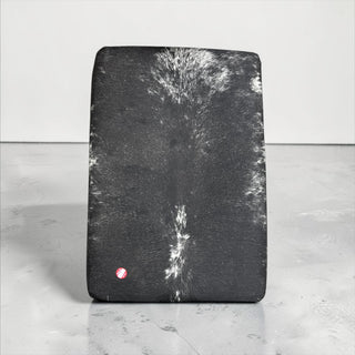 Black/white genuine cowhide ottoman