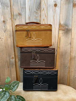 Boot-Stitch Suede Leather Jewelry Boxes