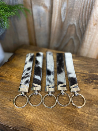 Black Cowhide Keychain Wristlet 1pc