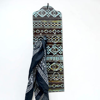 Turquoise tooled leather scarf holder