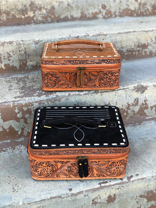 BootStitch Suede Leather Tooled Make up Box