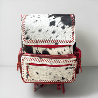 Red cowhide backpack
