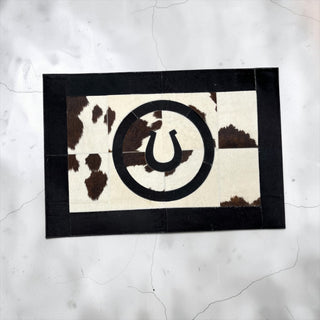 2x3ft horseshoe cowhide patchwork doormat
