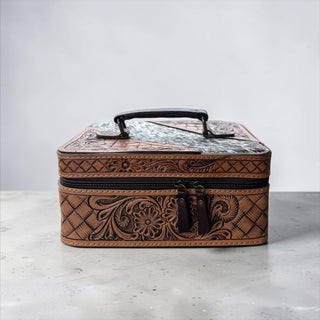 Tooled leather & cowhide jewelry box
