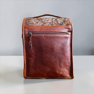 Cowhide & tooled leather lunch bag