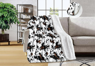 Cowprint queen Sherpa blanket