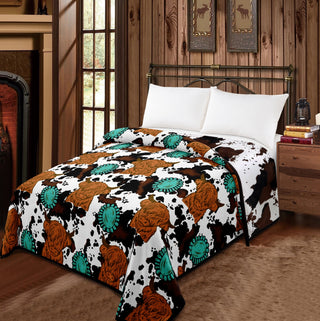 Highland & Stone - Cowprint Mia Reversible 2 Design Blanket