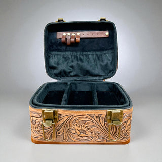 Horse rider tooled leather jewelry box