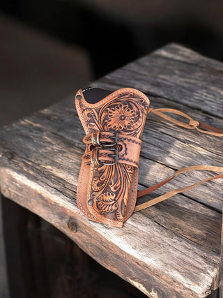 Tooled Leather Side Carrying Case