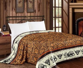 Brown floral/highlands Mia blanket - king size