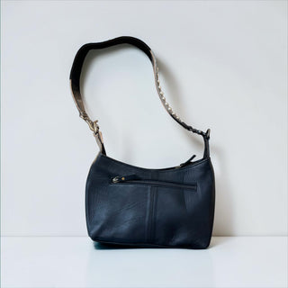 Black tooled leather shoulder bag