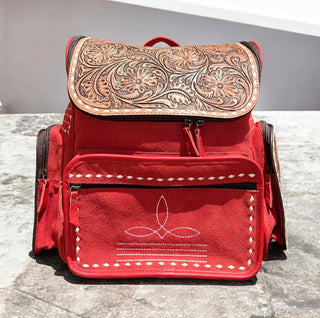 Red suede BootStitch backpack