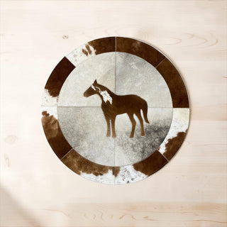 3x3’ horse cowhide patchwork rug
