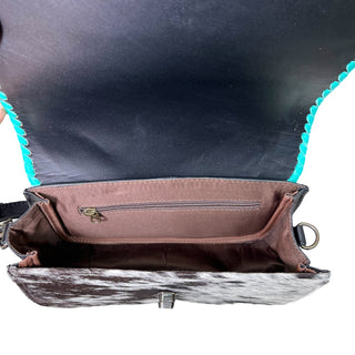 Checker cards tooled leather crossbody bag