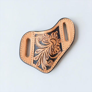 Floral tooled leather knife sheath