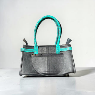 Turquoise cowhide & tooled leather shoulder bag
