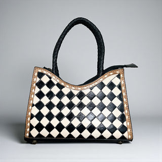 Olivia Checker tooled leather crossbody bag