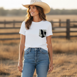 White cowhide T-shirt