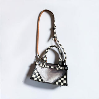 Checker clear tooled leather crossbody bag