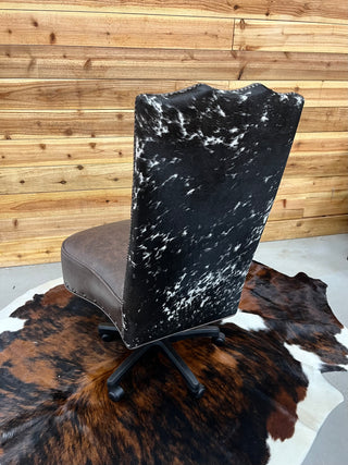 Salt pepper genuine cowhide & leather armless office chair