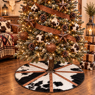 Tooled leather & cowhide tree skirt