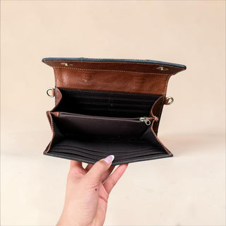Brown tooled leather wallet
