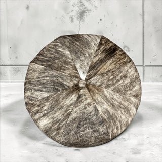 Rustic brindle cowhide & leather ottoman