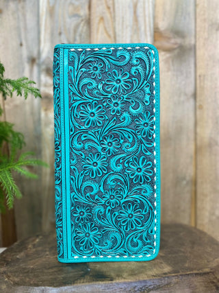 Turquoise Jewelry Wallet Tooled