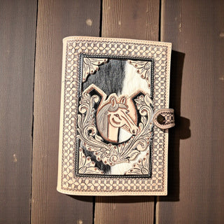 QH tooled leather & cowhide Bible cover