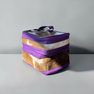 Purple leather & cowhide makeup box